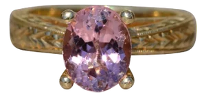 The Edana: Ladies 18K Kirk Kara Signed Engagement Ring set with Pink Tourmaline