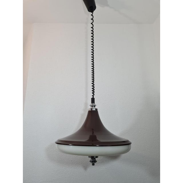 Brown Space Age UFO Pendant Lamp from Massive, Belgium, 1970s For Sale - Image 8 of 10