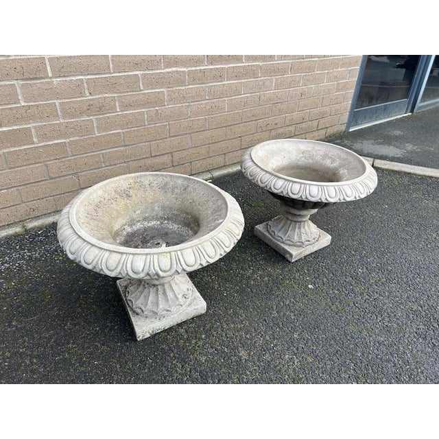 2000 - 2009 English Cast Stone Garden Urns, Set of 2 For Sale - Image 5 of 18