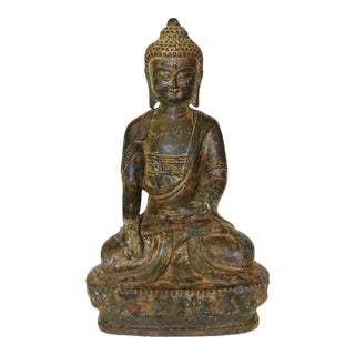Smiling Young Buddha Statue Bronze Antique For Sale