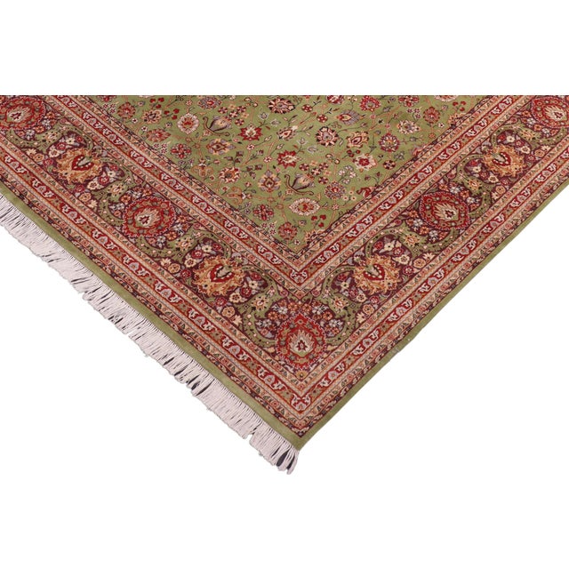 Renaissance Traditional 1990's Floral Pak-Persian Green/Aubergine Wool Rug - 8'1'' X 10'0'' For Sale - Image 3 of 9
