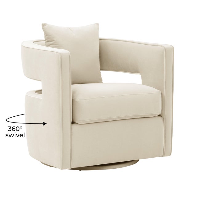2020s Kennedy Cream Velvet Swivel Chair For Sale - Image 5 of 8