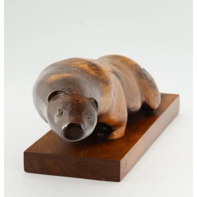 Wood Mid-Century Carved Burr Elm Otter Sculpture, 1960s For Sale - Image 7 of 9