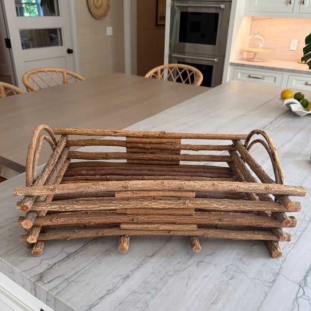 Brown Vintage Rustic Adirondack Style Tray Crafted From Natural Bark on Twigs For Sale - Image 8 of 11