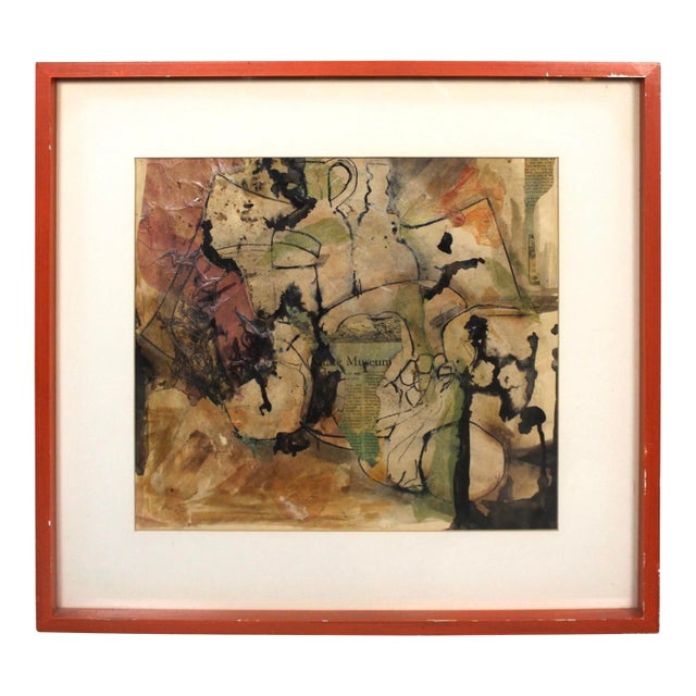 Newspaper Collage Abstract Painting For Sale