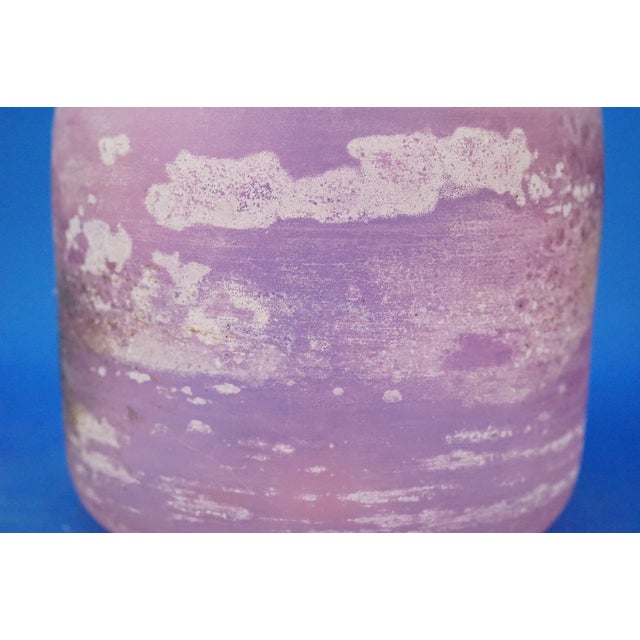 20th Century Blown Pink Glass Vase Bottle Worked with Acid from the Cenedese Glassworks, Italy, 1950s For Sale - Image 17 of 18