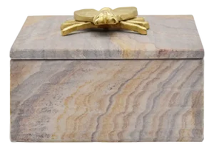 Matthew Izzo Home Bee Golden Brown Bidaser Box With Brass Bee Handle