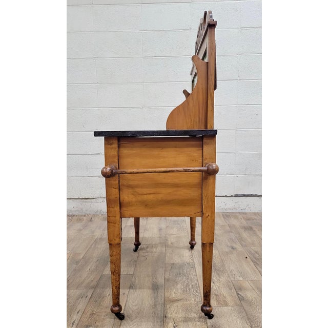 Wood Antique Edwardian Marble Top Washstand Dry Sink For Sale - Image 7 of 11