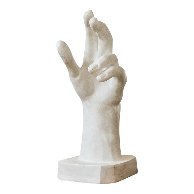 Mid 20th Century French White Fiberglass Sculpture of a Hand in the Style of Rodin For Sale