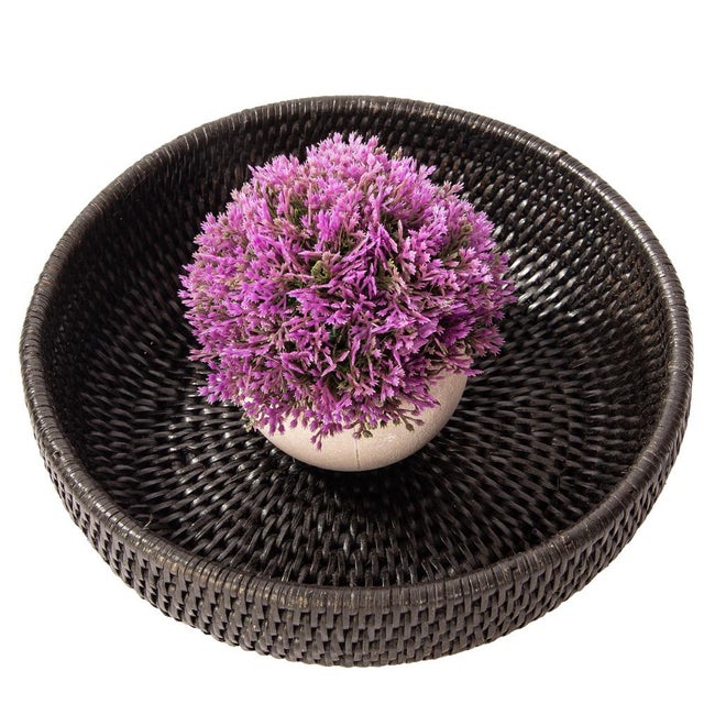 Artifacts Rattan Rattan Everything Bowl in Tudor Black - 10" For Sale - Image 4 of 7