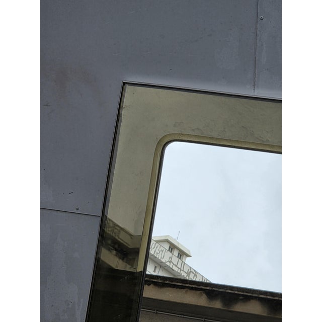 Mirror with Crystal Steel Frame in the style of Fontana Arte, 1960s For Sale - Image 3 of 9