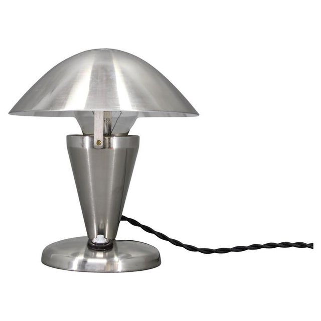 Czechoslovak Art Deco Chrome Table Lamp with Metal Shade, 1930s For Sale - Image 12 of 12