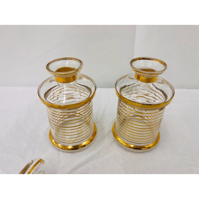 Glass Antique Gold Rimmed Perfume Bottles - a Pair For Sale - Image 7 of 9