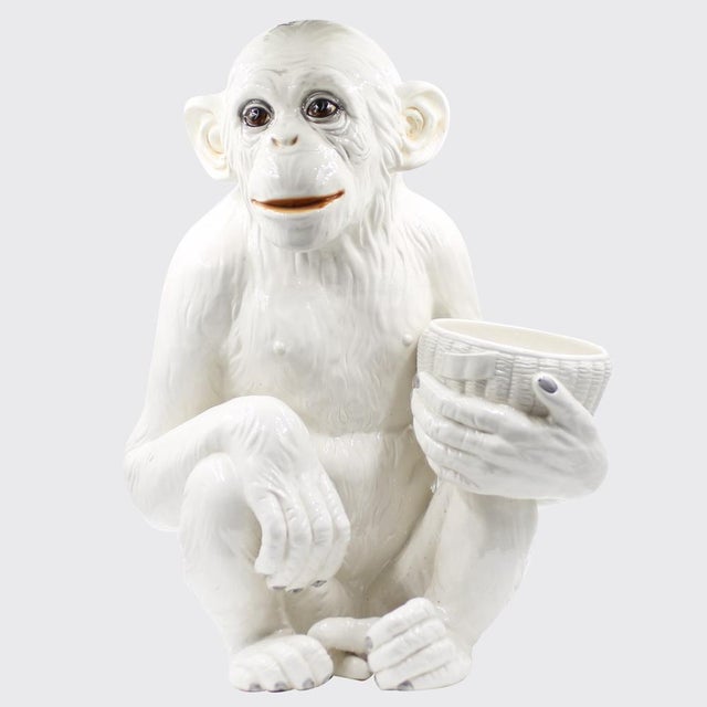 Large Hollywood Regency Monkey Sculpture / Cachepot in Majolica, Italy, 1960s For Sale - Image 13 of 13