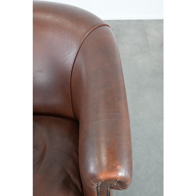 Club Chair in Cognac-Colored Cowhide Leather For Sale - Image 9 of 13