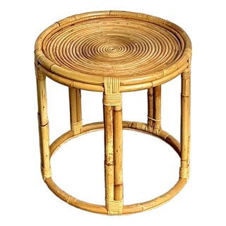 Vintage Costal Spiral Reed Drinks Table For Sale