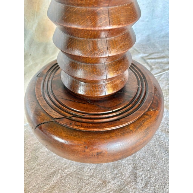 20th Century French Walnut Pedestal Side Table in the Style of Charles Dudouyt For Sale - Image 9 of 14
