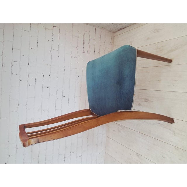 Mid-Century Dining Chairs in Teal Blue Velour by Greaves & Thomas, 1960s, Set of 6 For Sale - Image 9 of 18