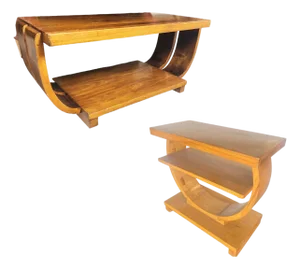 1930s Blond Geometric Art Deco Side & Coffee Table Attributed to Gilbert Rohde for Brown Saltman