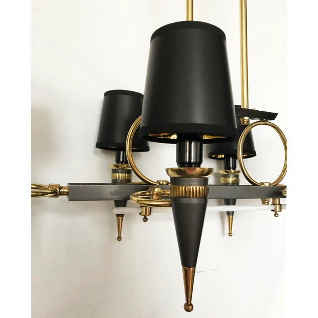 French Chandelier by Maison Arlus Paris Circa 1960' 6 lights , 40W max per bulb Gun metal and gold Wired for US and in...