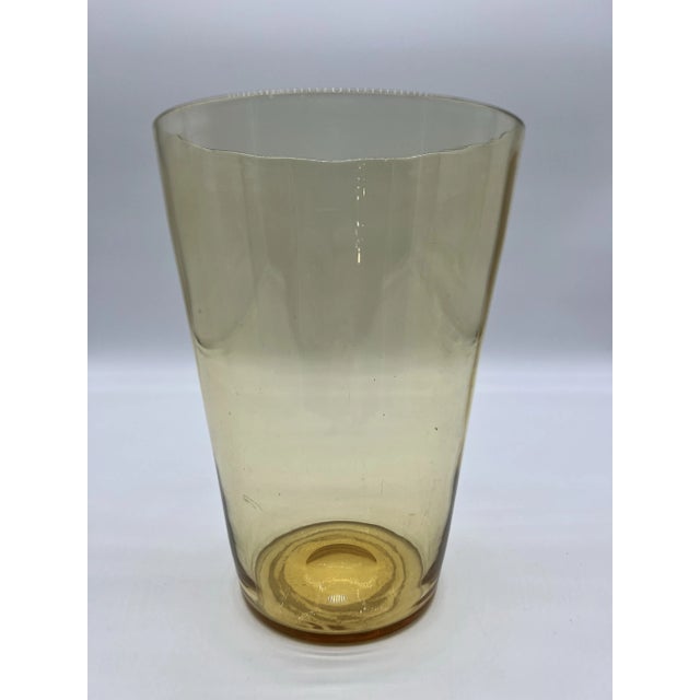 Canary Yellow Antique Blown Flint Glass Canary Yellow Large Vase, England, Circa 1860’s For Sale - Image 8 of 10