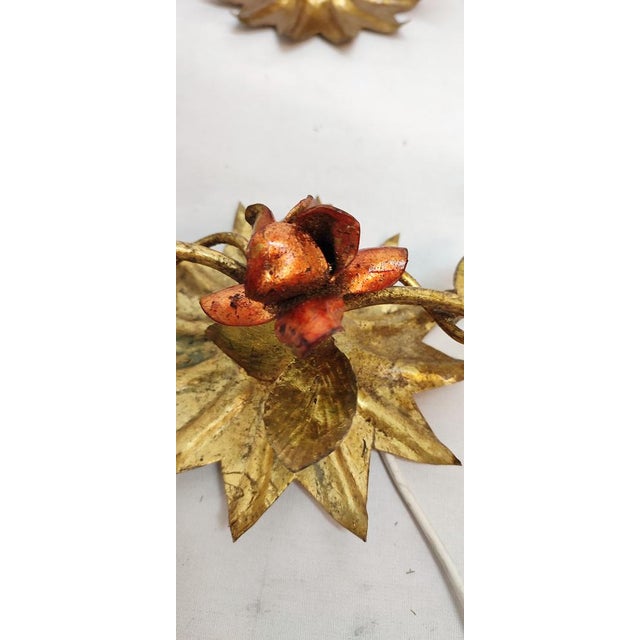 Goldenrod Golden Wrought Iron, Spain, 1940s, Set of 2 For Sale - Image 8 of 17