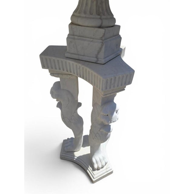 Gold Large Greco-Roman Marble Kraters on Tripod Pedestals with Lion Paw, 1970, Set of 2 For Sale - Image 8 of 14