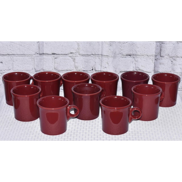 Homer Laughlin HCL Fiesta Wear Burgundy Flat Coffee Tea Mug Set of -12 Enjoy a warm cup of tea or coffee in these coffee...