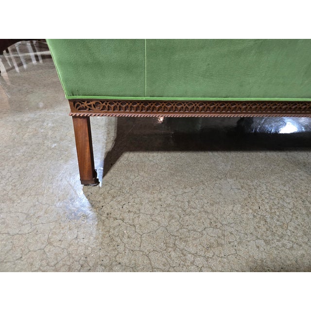 Bright Green 1960s Velvet Camelback Sofa of the James River Collection by Hickory Chair For Sale - Image 8 of 18