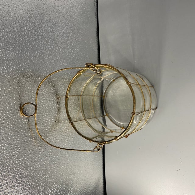 Transparent Caged Glass Bucket With Handle For Sale - Image 8 of 9