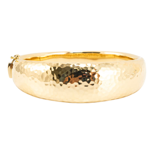Ladies Roberto Coin 18k Yellow Gold Hammered Ruby Hinged Bangle Bracelet
