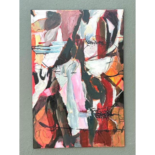 Vintage Abstract Expressionist Oil Painting on Canvas For Sale - Image 11 of 12