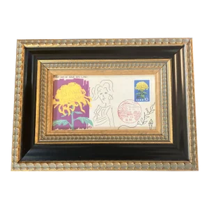 Contemporary Original Judy Henn Ink Drawing/Collage “First Day With Mum”Framed