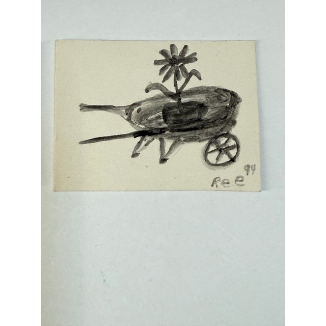 Ree Brown Outsider Artist Tiny Flower Paintings a Pair 1994 For Sale - Image 4 of 6