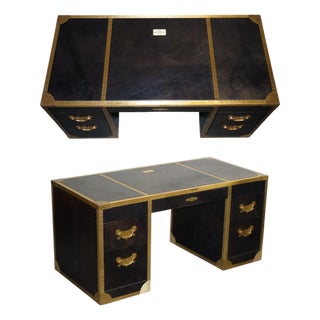 Cumberland Collection Desk in Aged Leather with Red Velvet Lining from Timothy Oulton For Sale