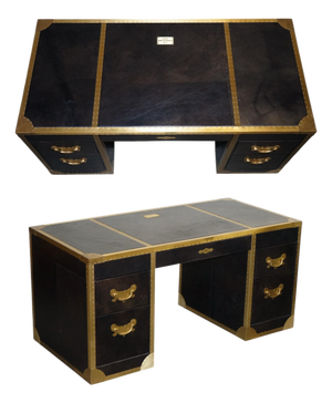 Cumberland Collection Desk in Aged Leather with Red Velvet Lining from Timothy Oulton