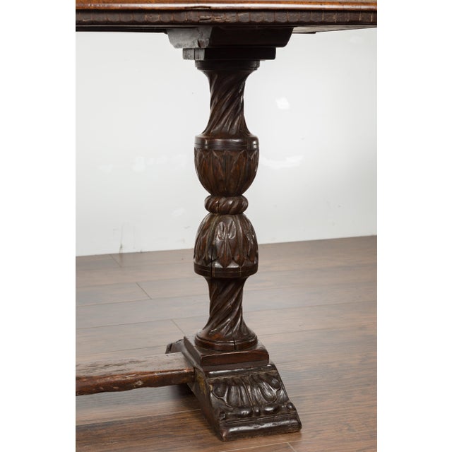 Italian 1820s Walnut Table with Carved Legs, Twisted Motifs and Waterleaves For Sale - Image 10 of 12