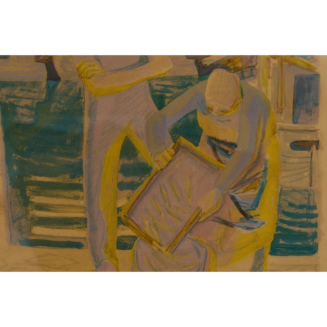 1950s Helge Nielsen, Large Danish Harbour Workers 127/260, 1951, Lithograph For Sale - Image 5 of 12