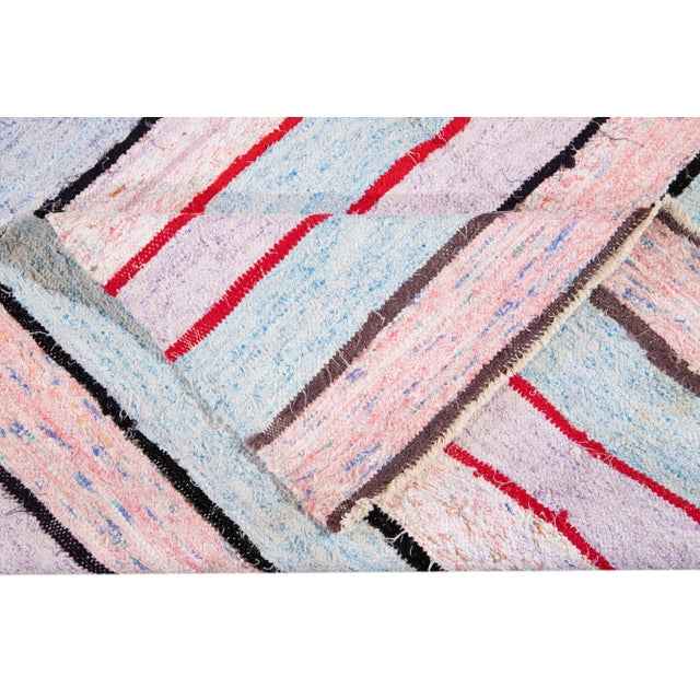 Transitional Mid-20th Century Stipe Vintage Kilim Rug 6 X 11 For Sale - Image 3 of 10