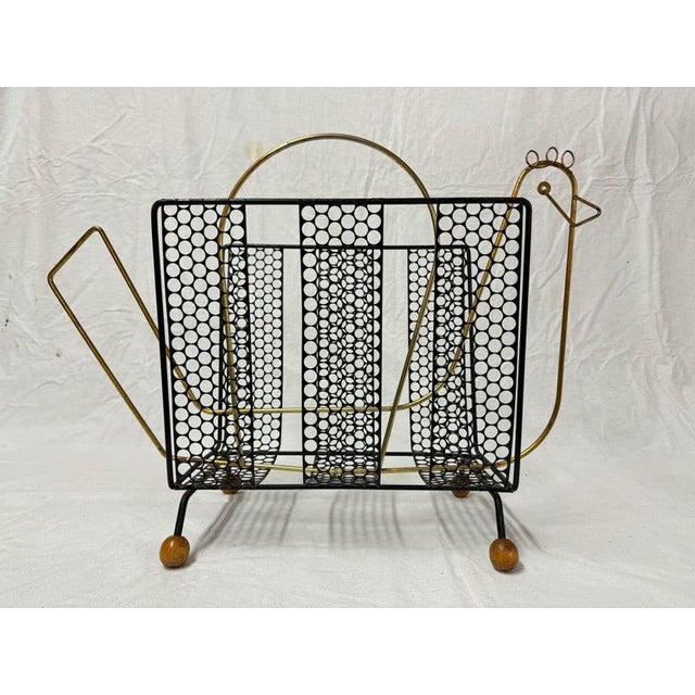 Mid-Century Modern Rare Mid Century Frederic Weinberg Style Magazine Rack For Sale - Image 3 of 12