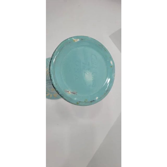 Vintage 1960s Turquoise Pottery Vase, California Original 732 Usa For Sale - Image 4 of 6