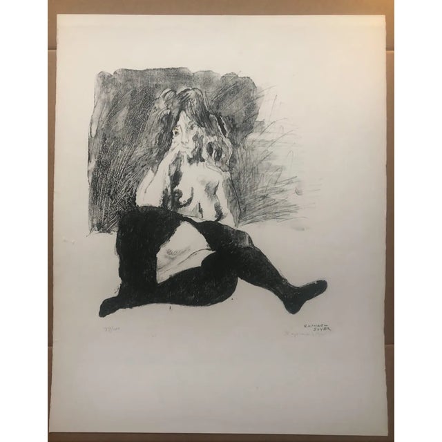 Printmaking Materials 1967 Raphael Soyer Nude in Tights Lithograph For Sale - Image 7 of 8