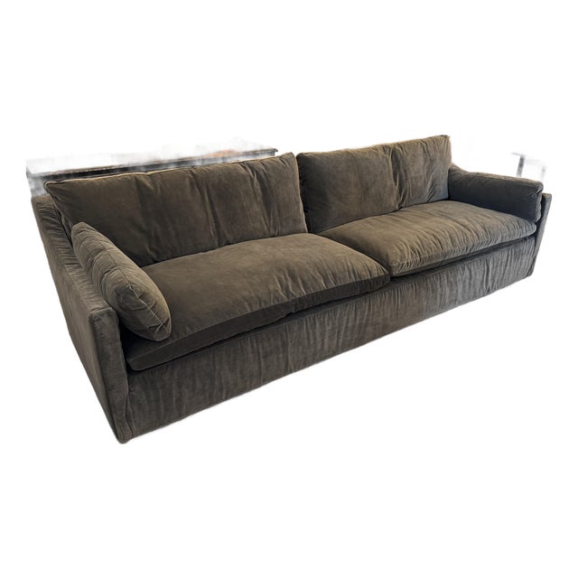 Restoration Hardware Cloud Slope Arm Sofa, Graphite Velvet For Sale