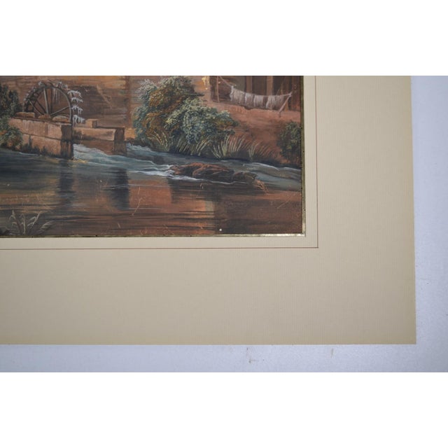 French French School From the Beginning of the 19th Century "Pastoral in a Landscape at the Mill" Gouache For Sale - Image 3 of 12