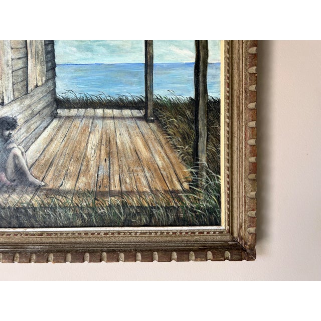 70's Vintage Impressionist Figurative Landscape Oil Painting, Signed For Sale - Image 10 of 12