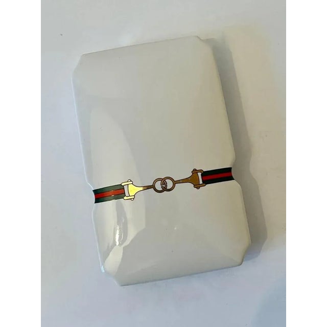 Mid-Century Modern Porcelain Gucci Lidded Box with Incense 420 Holder For Sale - Image 3 of 12