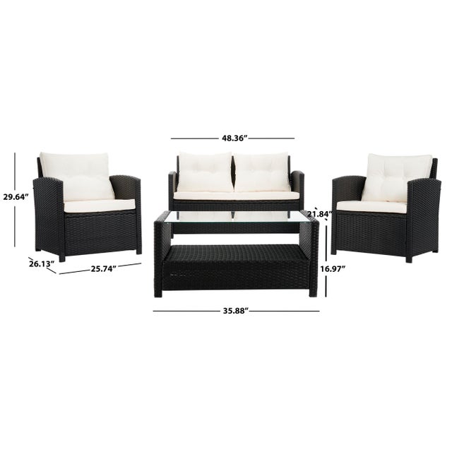 Contemporary Vellor 4-Piece Living Set, Black/Beige Cushion For Sale - Image 3 of 7