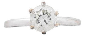 Modern 14k White Gold and Diamond Solitaire Engagement Ring