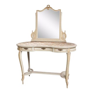 Vintage Vanity Dressing Table with Mirror from Belgium castle For Sale