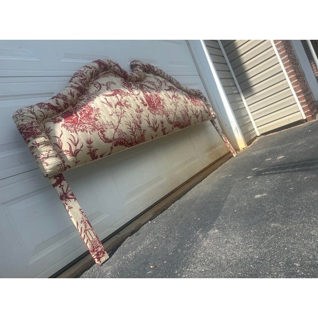 Make a bold and elegant statement with this exquisite vintage French Country king-size headboard, richly upholstered in a...